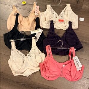 40F- Elegant Lace Women's Bra Set - Cream, Black, Purple, Pink